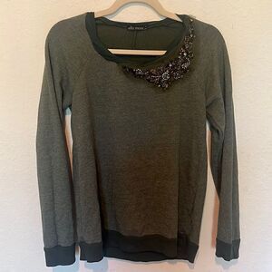 Ella Moss Green Sweater Beaded Top - Like New - Size Small Excellent Condition